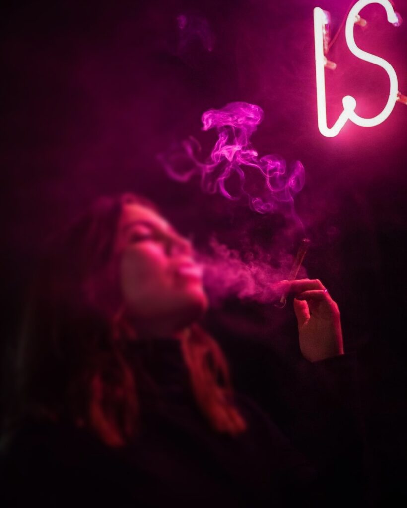 Smoking girl led light